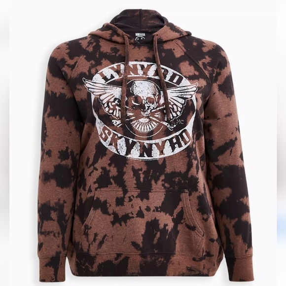 Lynyrd Skynyrd Black Bleach Tie-Dye Graphic Hoodie Size 2/2X - Picture 1 of 7